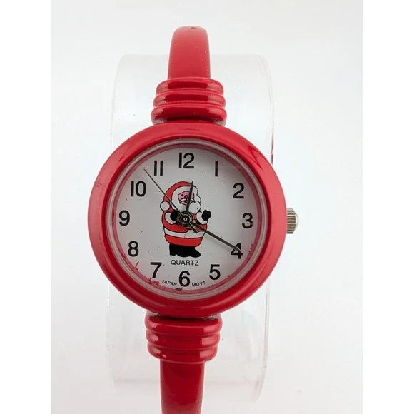 Geneva Christmas‎ Santa Claus Watch Women Red Bangle Band- New Battery
