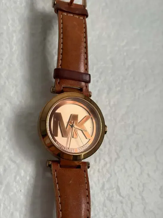 Michael Kors MK-2399 Slim Runway Rose Gold-Tone Watch with Brown Leather Strap