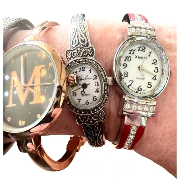 Lot of 4 Women's Statement Cuff Watches  Kathie Lee Xavier Monogram Wrap