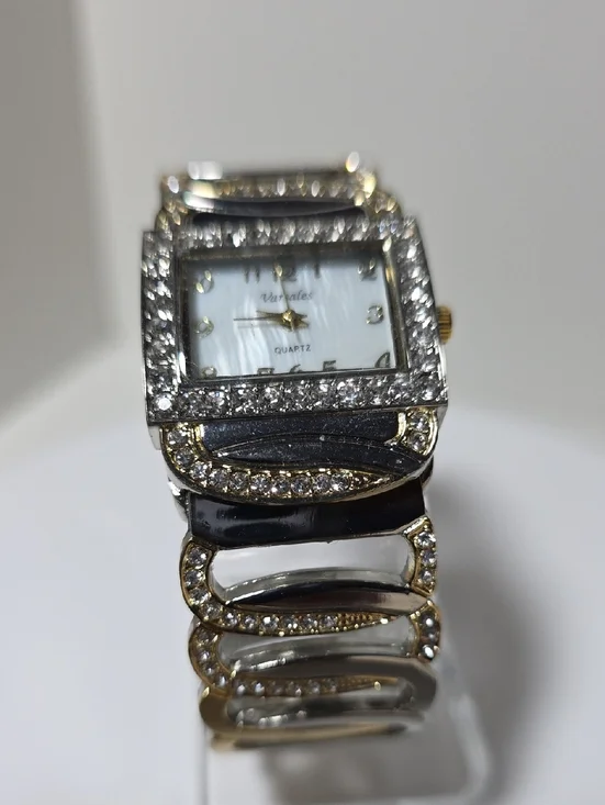 Women's Silver & Gold Crystal Accent Bracelet Watch - White Dial