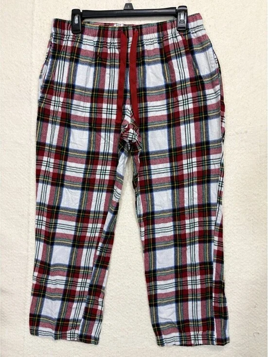 Sleep Pants L Red Plaid Old Navy Cotton Drawstring Lounge