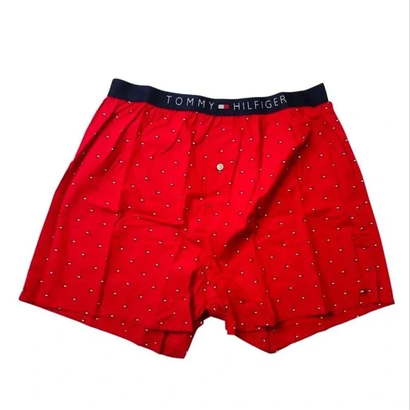 Tommy Hilfiger Men's Woven Boxer Short Red Size L