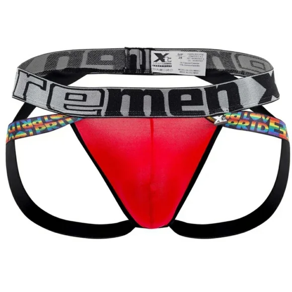 Xtremen Red Pride Jockstrap Mens Underwear LGBT Size Medium NWOT