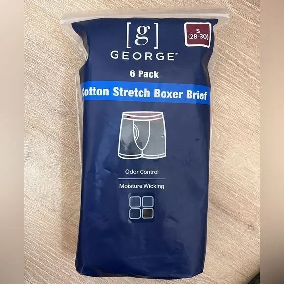 NWT George 6-Pack Cotton Stretch Boxer Brief (Small 28-30)