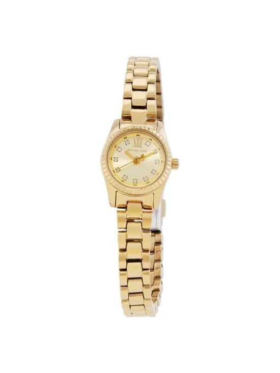 NWT Michael Kors Mini Lexington Quartz Crystal Gold Dial Ladies Watch