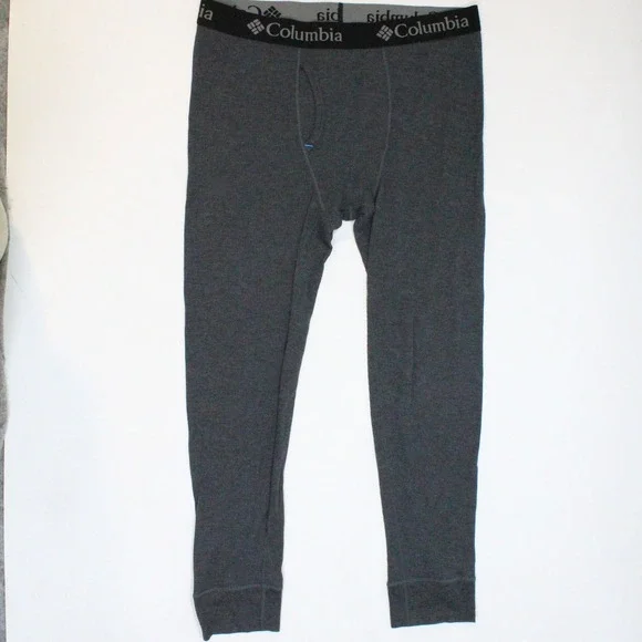 Columbia Mens XL Charcoal Gray Waffle Knit Thermal Base Layer Leggings Pants