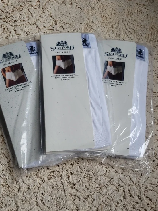Stafford White Men's Mid And Full Rise Briefs - 3 Pack New