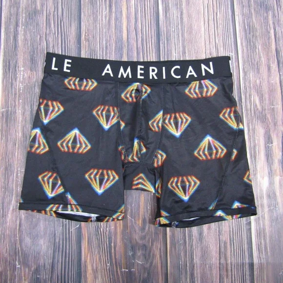 American Eagle NEW NWT Mens‎ Medium Boxer Briefs Black Diamonds Gift Fathers Day
