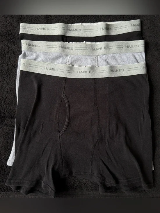 5 Pairs Hanes Men's Black & Gray Boxer Briefs Pack - Medium