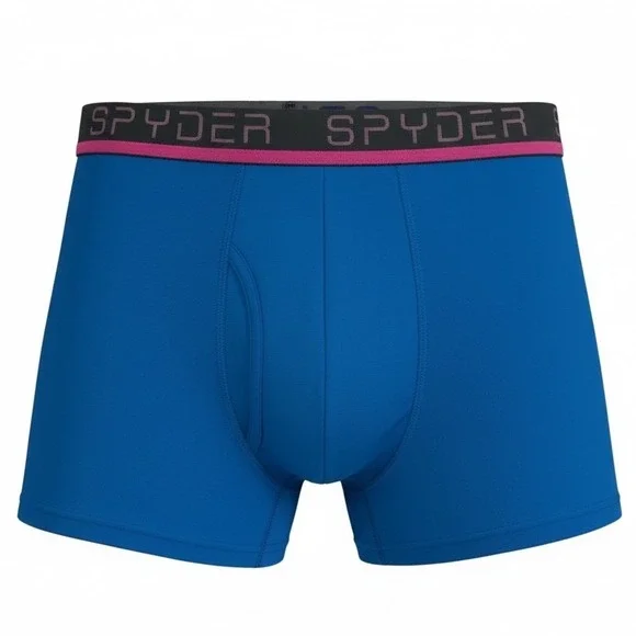 Spyder Mens Performance Boxer‎ Briefs Blue Elastic Logo Waistband Size Large