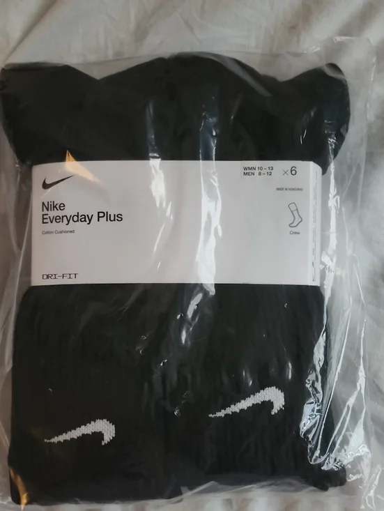 Nike Black Crew Athletic Socks with White Swoosh (6-Pack)