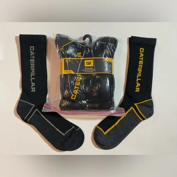 CATERPILLAR Mid-Weight cotton cushioned Work Boot crew socks 8 pack