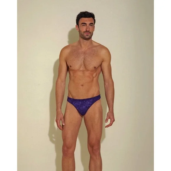 Cosabella Never Say Never Men's Lace G-String Thong Violet Sexy‎ Italian Lace S