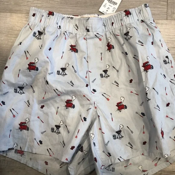 J. Crew Light Blue Boxer Shorts with Red and Navy Grill Print
