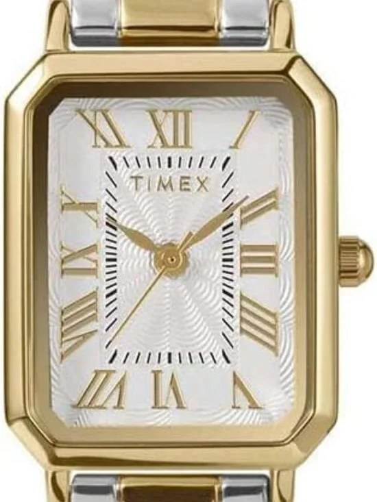 Timex Women's Trend 21 mm Watch, Two-Tone Alloy Strap White TW2Y01300
