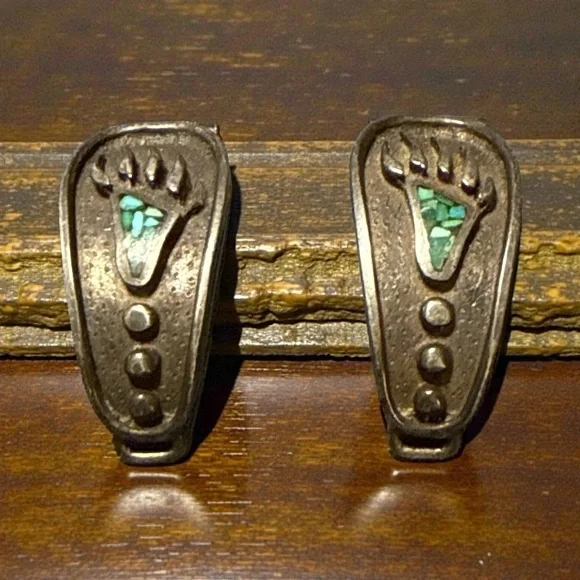 Vintage Sterling Silver Turquoise Bear Claw Watch Tips – Southwestern Style