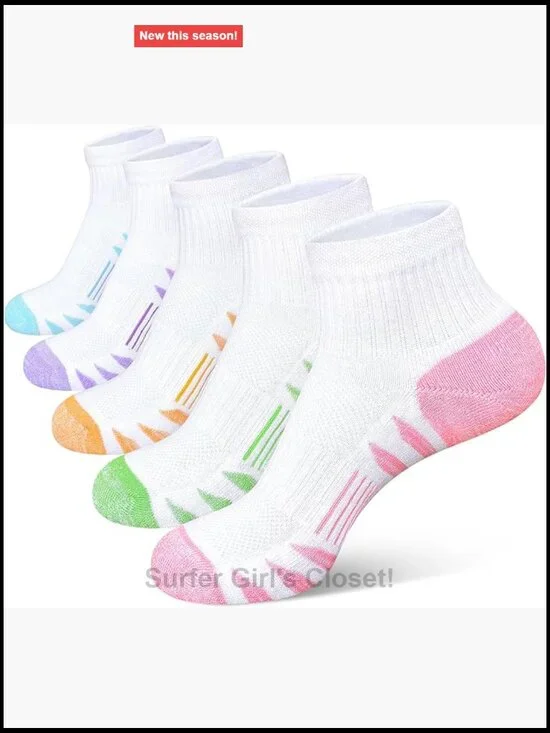 Ankle Thick Cushioned Cotton Athletic Running Socks 5 Pairs Women
