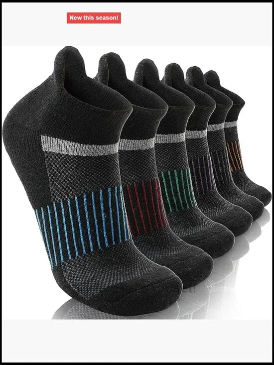 6 Pairs Merino Wool Ankle Hiking Socks Compression Support Cushion No Show