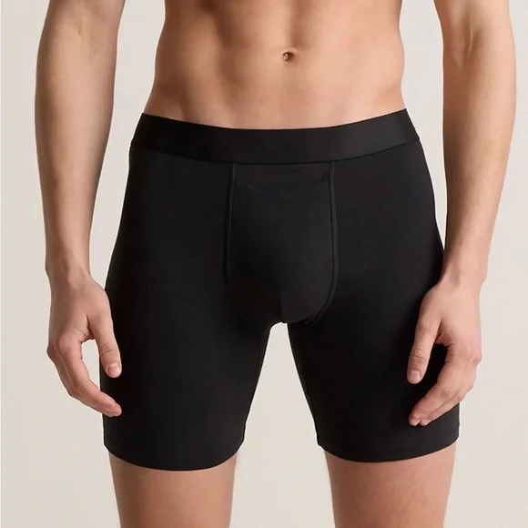 Quince Organic Cotton  8” Boxer Briefs for Men Black 3 pack Size Small 534