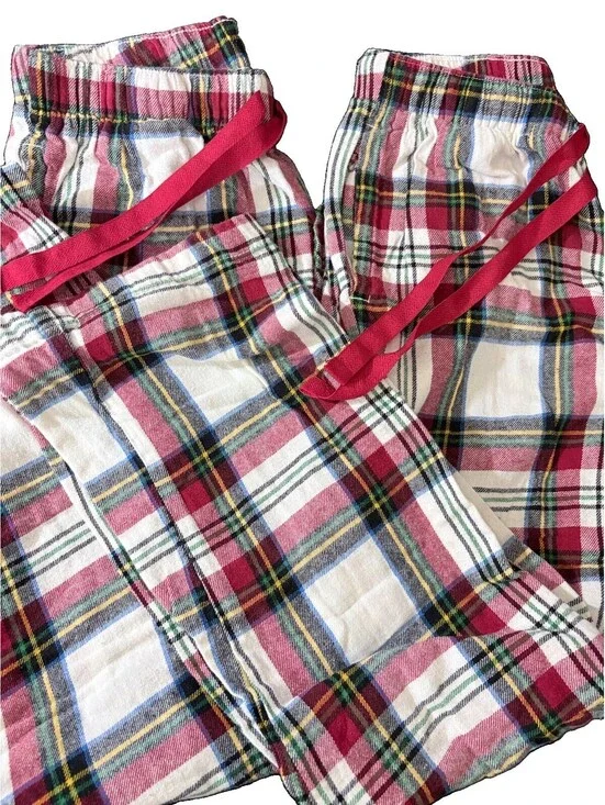 Pajama Pants 2 Pc Set S Old Navy Plaid Red White Green Cotton Lounge Both Small