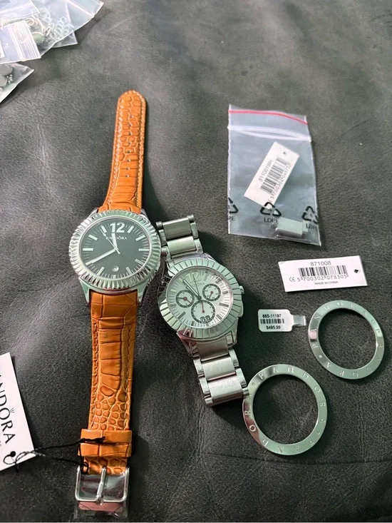 Pandora Women's Silver & Brown Watch Set