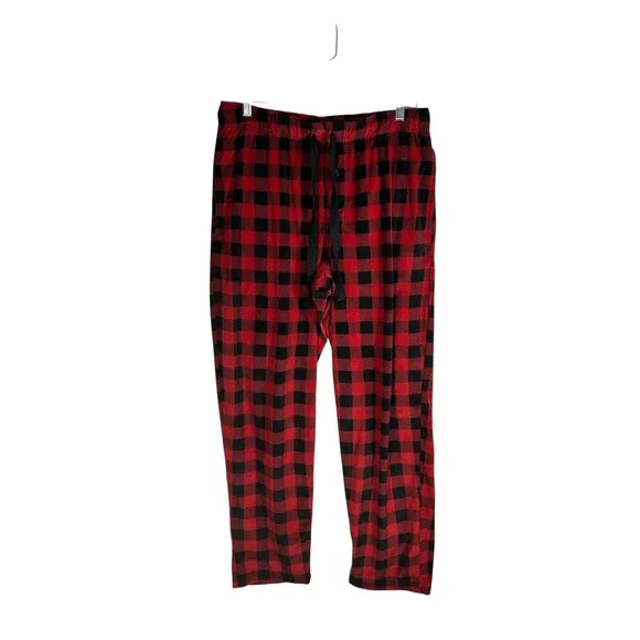 George Mens Buffalo Plaid Pajama Pants Red Black M 32-34 GE32100030853