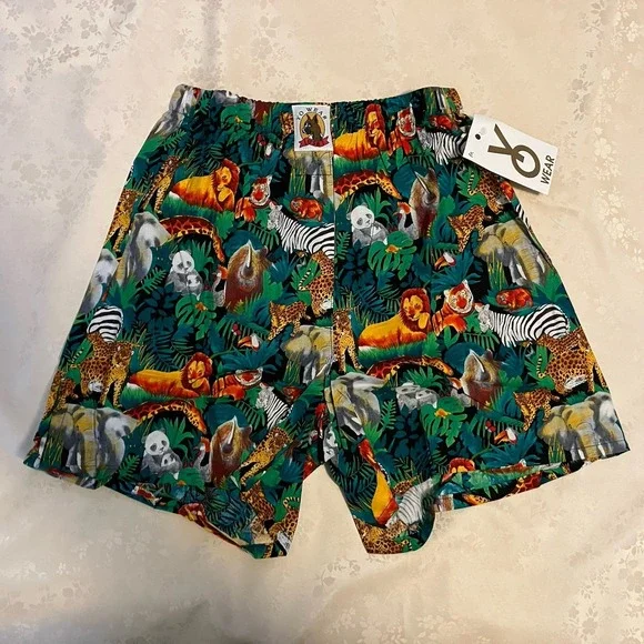 NOS Vintage Maxx Boxer Yo Wear Jungle Safari Boxer Style Shorts Unisex 90s M USA