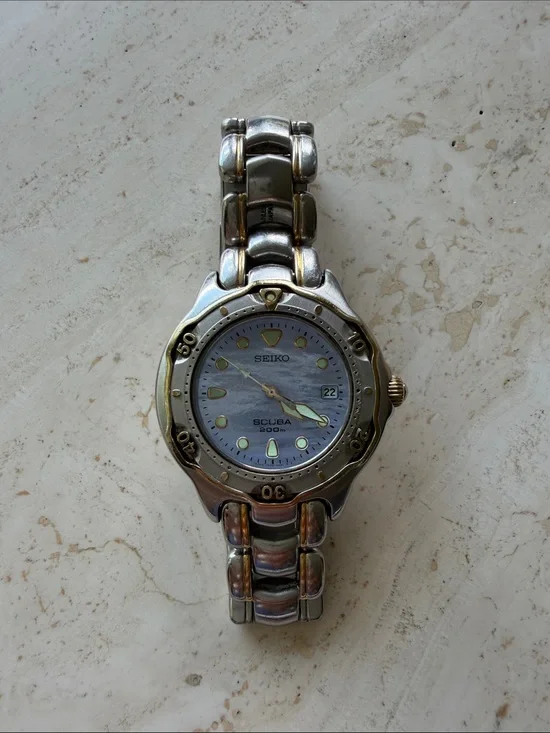 Seiko Two-Tone Dive Watch with Mother-of-Pearl Dial