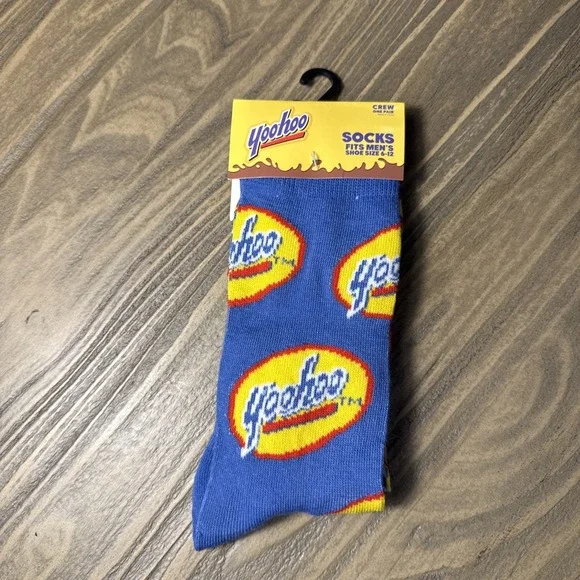 NWT Yoohoo Drink Novelty Crew Socks Men's‎ Size 6-12 Odd Sox Food Gift One-Pair