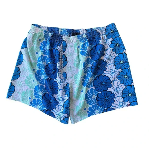 BDG Urban Outfitters Mens Floral bf Boxer Shorts Blue Teal Retro Flower Print XL