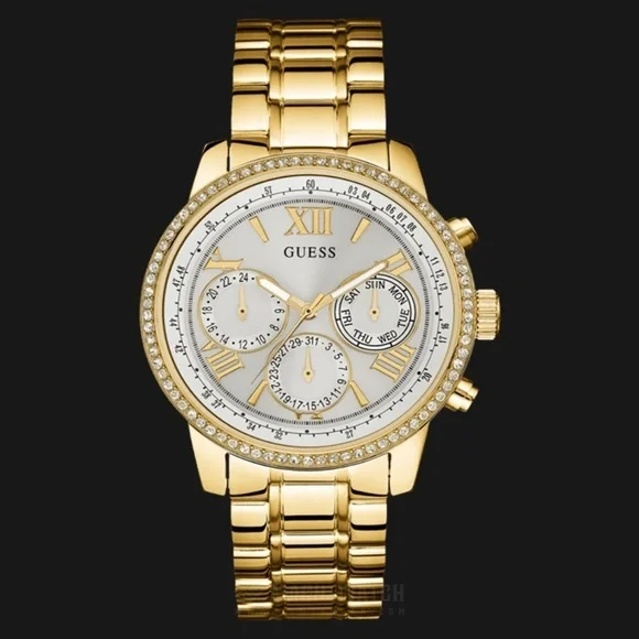 NEW GUESS Gold-Tone Classic Multi-function Watch