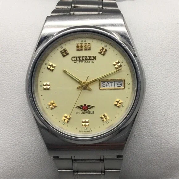 Vintage Citizen Automatic Mens Watch 36mm 4-039203 Day Date Stainless 8