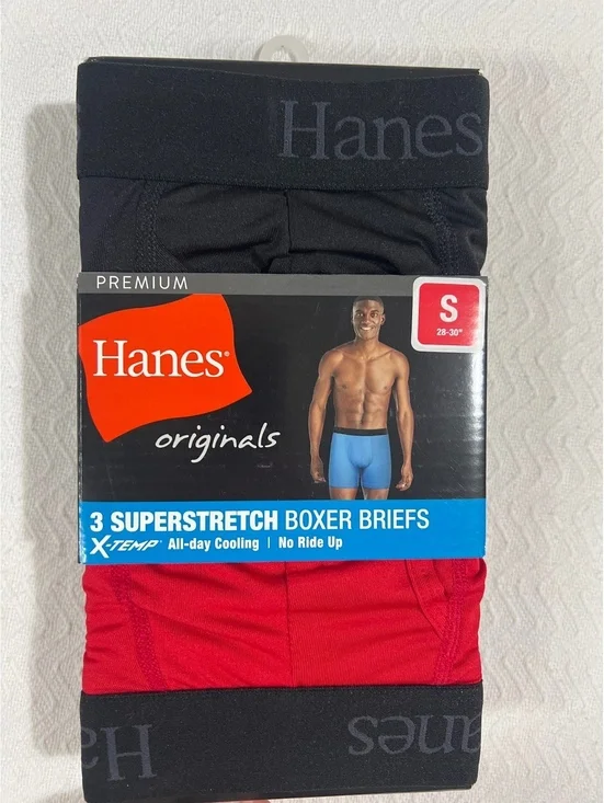 Hanes Originals 3 Superstretch Boxer Briefs Size Small 28-30 Waist