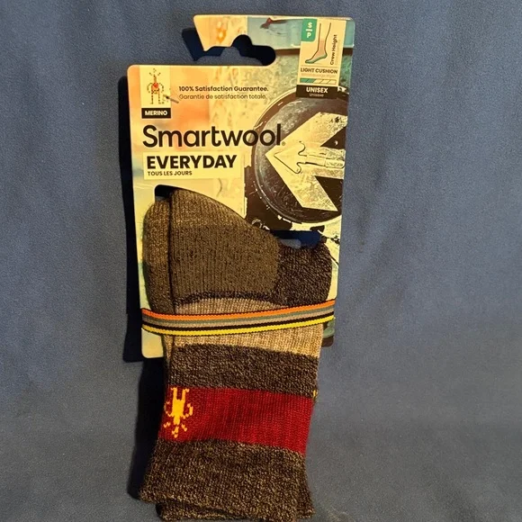 Smartwool Everyday Unisex Merino Wool Socks - Gray with Red Stripe