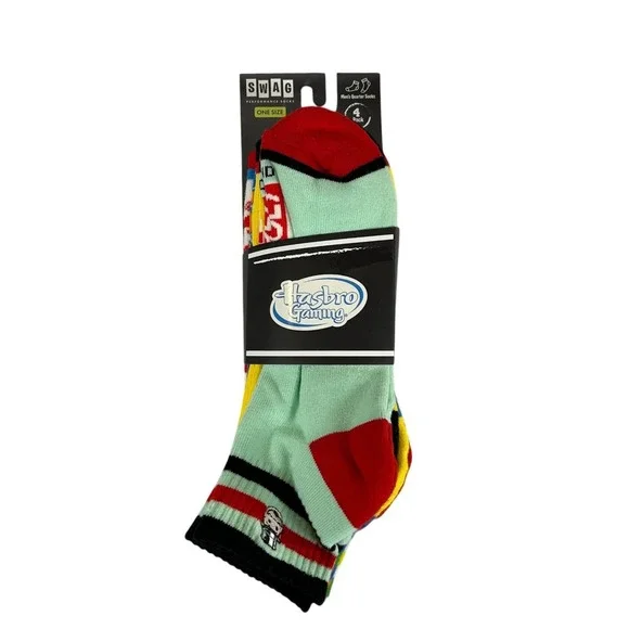 Swag Hasbro Gaming Mens 4 Pack Quarter Socks Monopoly Operation Twister