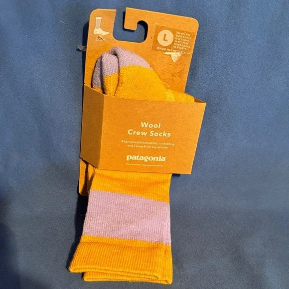 Patagonia Striped Wool Crew Socks - Yellow & Lavender