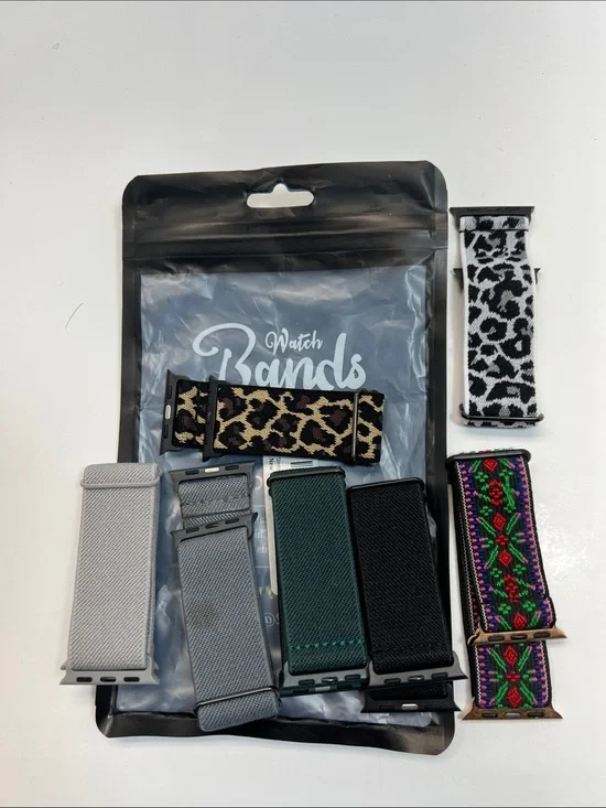 Assorted Replacement Apple 6  Watch Bands - Leopard, Floral, Gray, Green, Black