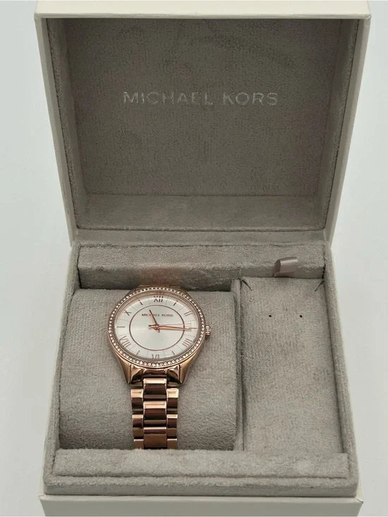 Michael Kors Rose Gold and White Crystal Accent Women's Watch