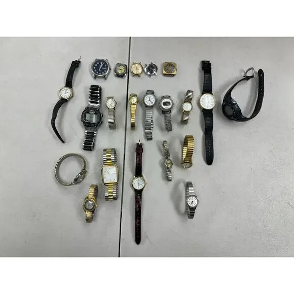 Vintage Lot Of 21 Timex Mixed Style Assorted Mens & Women's Watches Parts/Repair