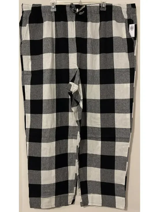 Old Navy Mens 4xl White Black Plaid Lounge Cotton PJ Pants w/Pockets NWT! A5510