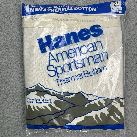 Vintage Hanes Thermal Bottom Long Underwear XL‎ American Sportsman USA 80s