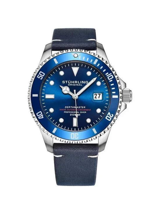 NWT Stuhrling Original Aquadiver Automatic Blue Dial Men's Watch