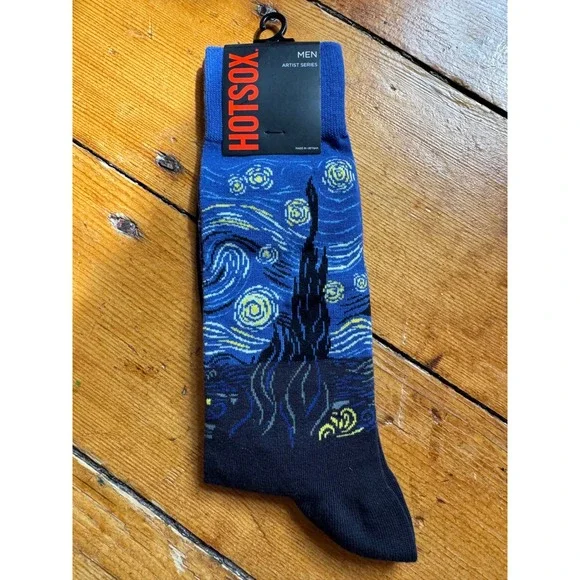 Hot Sox Starry Night Crew Socks Artist Series Vincent Van Gogh Men's Size 10-13‎