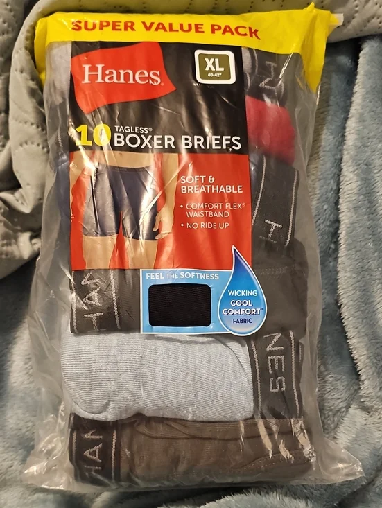 Hanes Tagless Boxer Briefs Pack Of 10 - Black, Light Gray, Brown, Burgundy