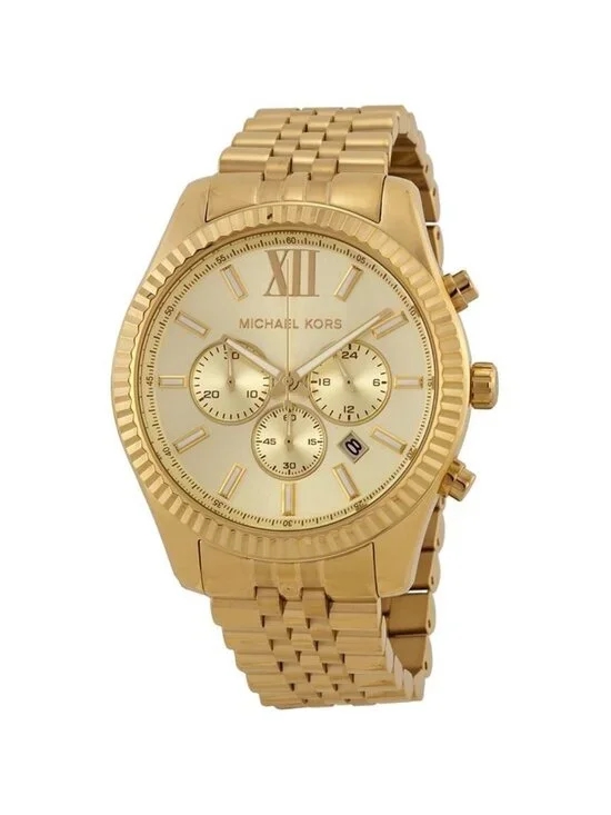 NWT Michael Kors Lexington Chronograph Champagne Dial Men's Watch