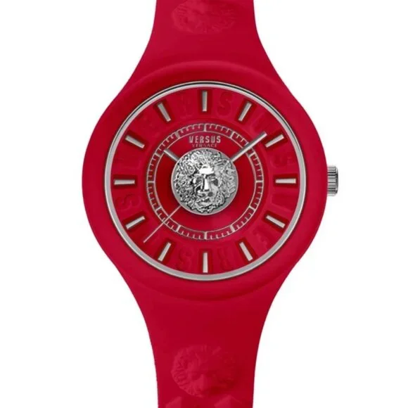 Versus Versace Women's Fire Island Lion Silicone Strap Watch 39mm Red