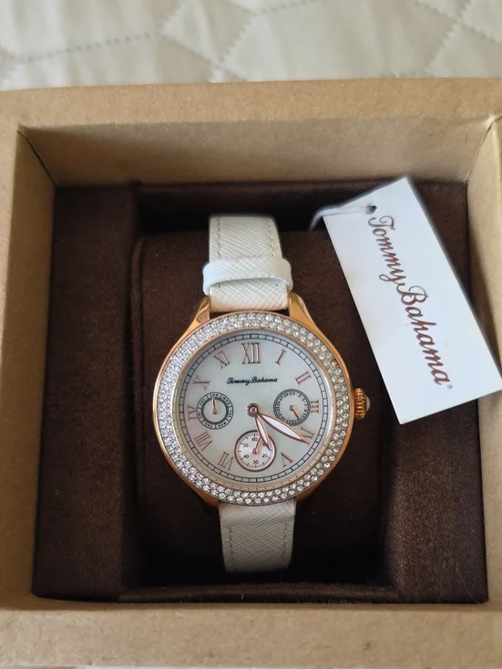 Tommy Bahama Rose Gold and White Crystal Bezel Women's Watch