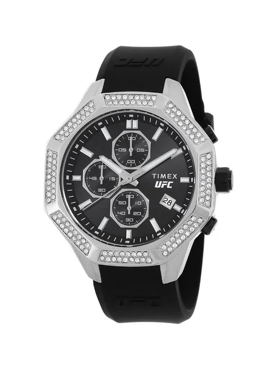 NWT Timex UFC King Chronograph Quartz Crystal Black Dial Men's Watch