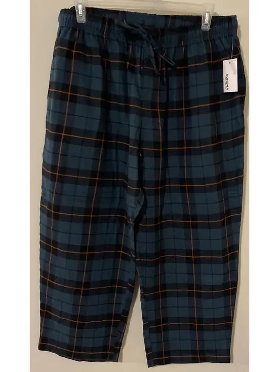 Sonoma Mens 2xb Green Plaid Cotton Flannel Sleep Pants w/Pockets NEW! A4517
