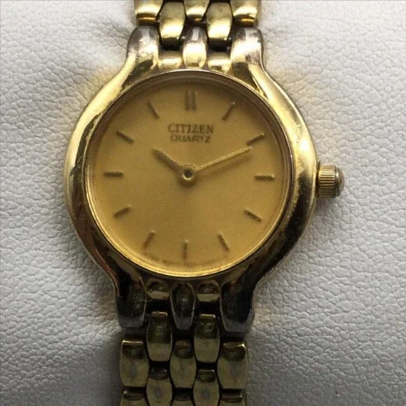 Citizen 1020-S54554 Womens Watch 22mm Champagne Dial Gold Tone New Battery 6.25
